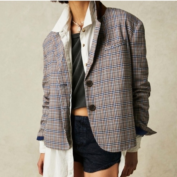 We The Free Jackets & Blazers - We The Free Cali Blue Plaid Women’s Blazer Medium